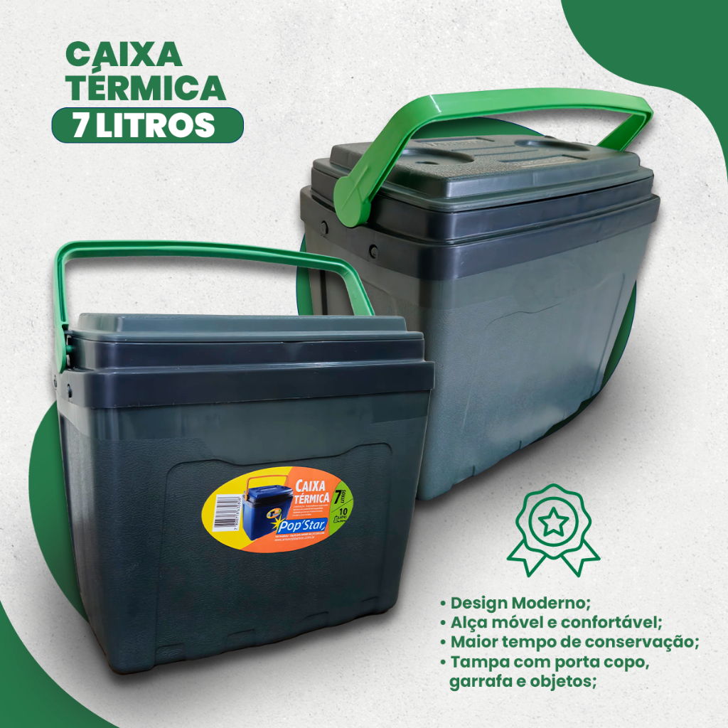 Caixa Térmica Cooler 7 Litros 10 Latas | Pequena Portátil | Resistente | Conservador Térmico Praia