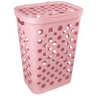 Cesto Telado 47 Litros com Tampa e Alça Cesto de Roupa Suja Banheiro Lavanderia em Oferta na Shopee