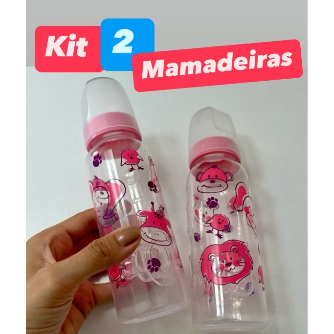 kit mamadeira barato 240ml com 2 unidades bico ortodôntico ou Redondo