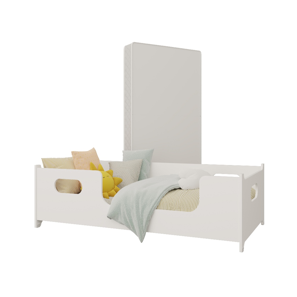 Cama Infantil Montessoriana Com Colchão Incluso e Grade Proteção Encanto Caminha Cercado Q...
