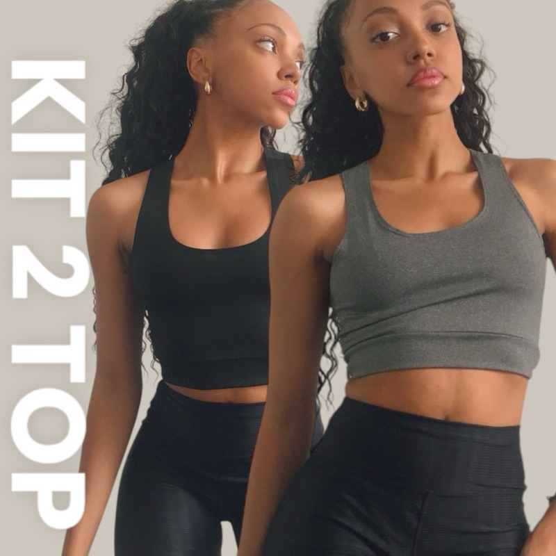 KIT 2 Top de Academia Fitness Esportivo Nadador Reforçado para Musculação Ótima Sustentaçã...