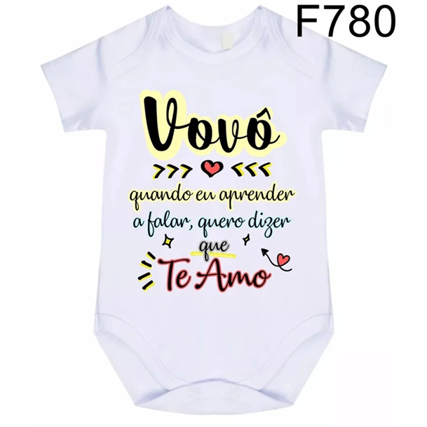 Body Roupa de Bebê Frases Vovô Quando Eu Aprender a Falar, Quero Dizer Que Te Amo F780-