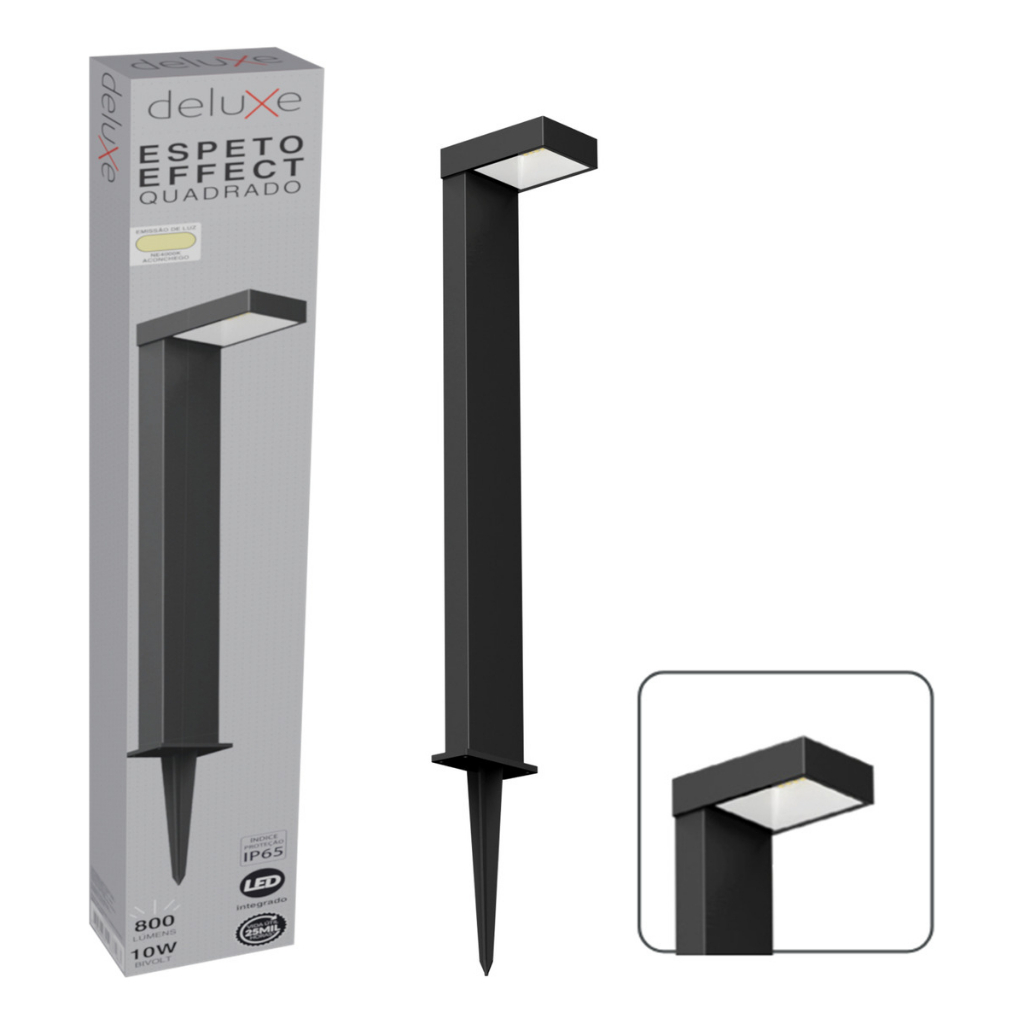 Poste Balizador Square 10w 3000k Moderno Quadrado Deluxe Avant
