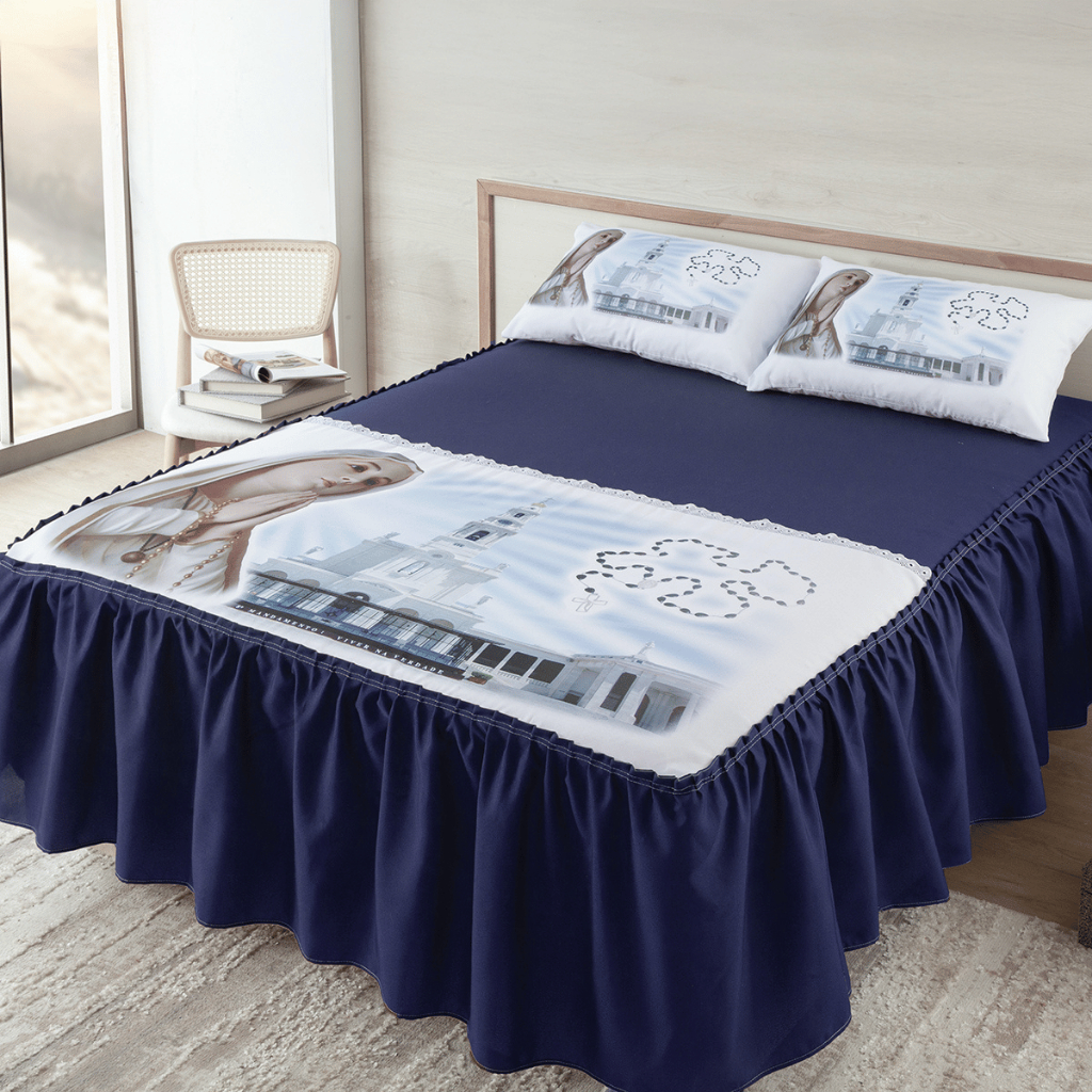 Colcha De Casal cobre Leito Nossa Senhora De Fátima 3 Peças Poliéster em Oferta na Shopee