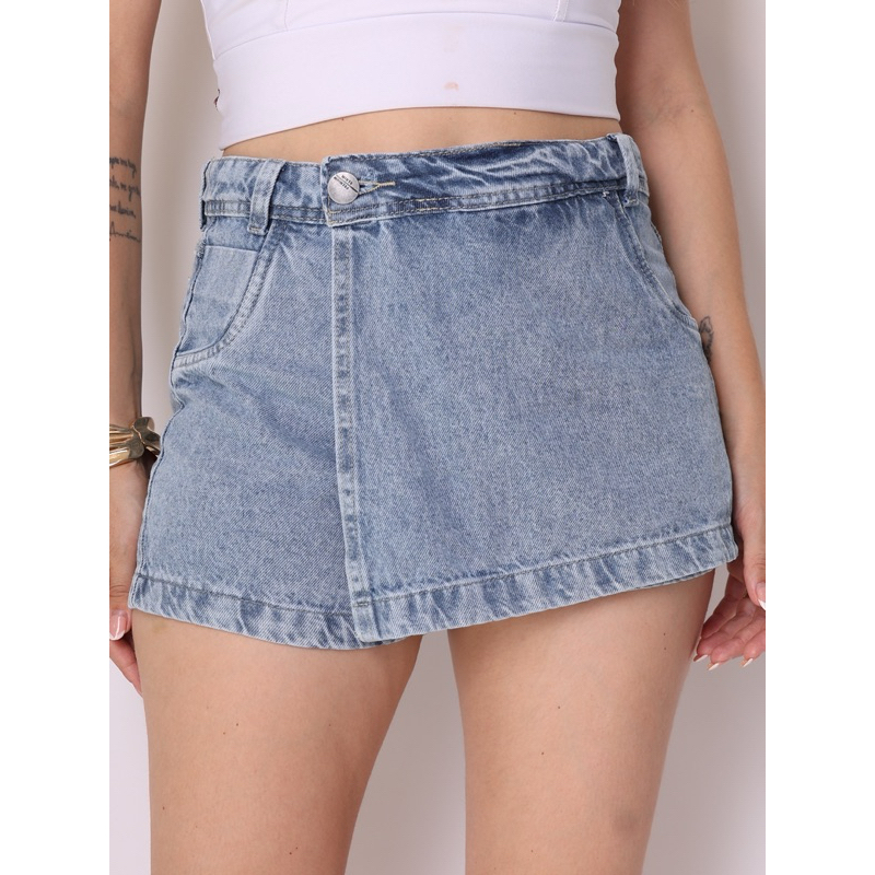 Short saia Jeans Feminina Cintura Alta saia midi saia colorido sem rascada 149