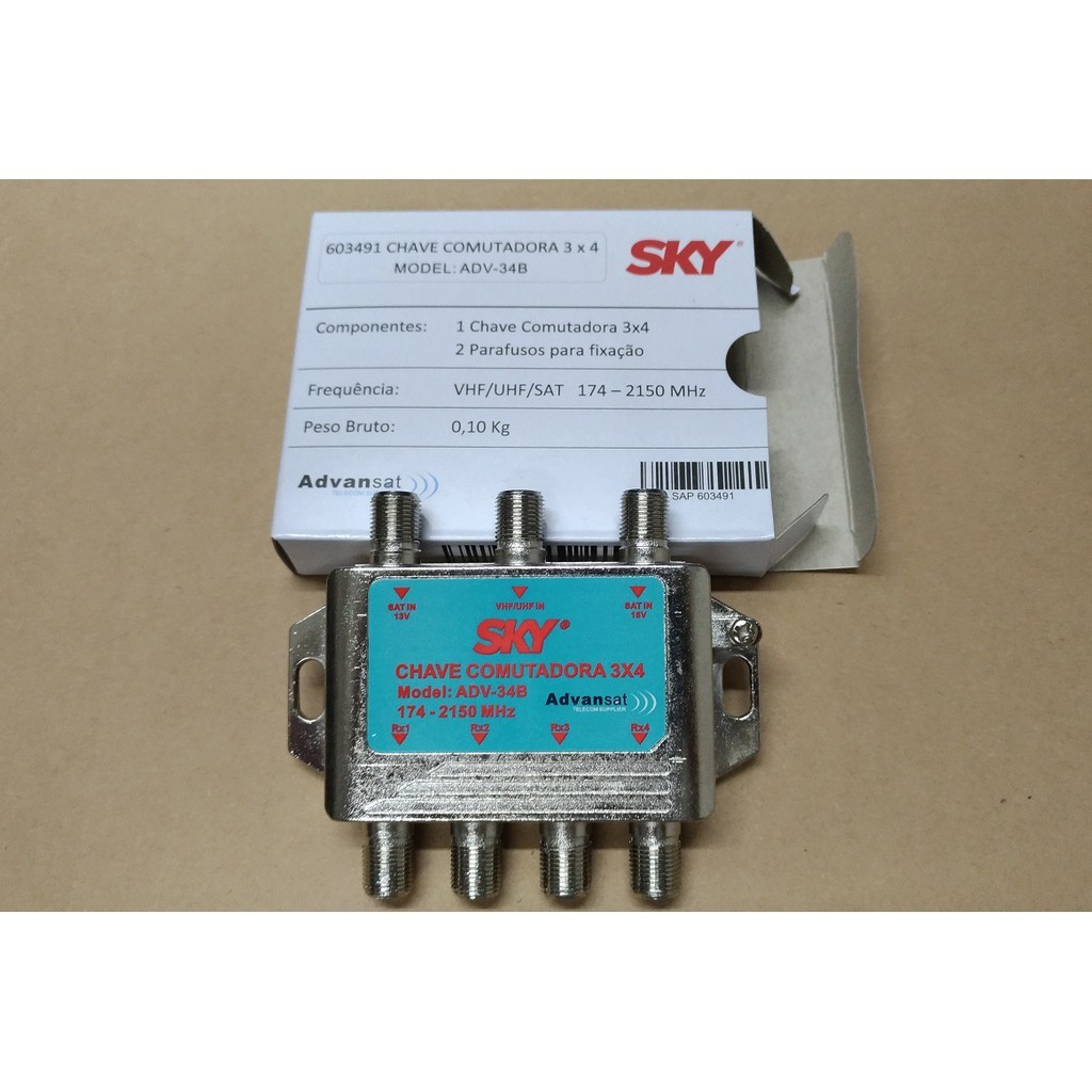 Chave 3x4 Comutadora Sky Diplexer Original