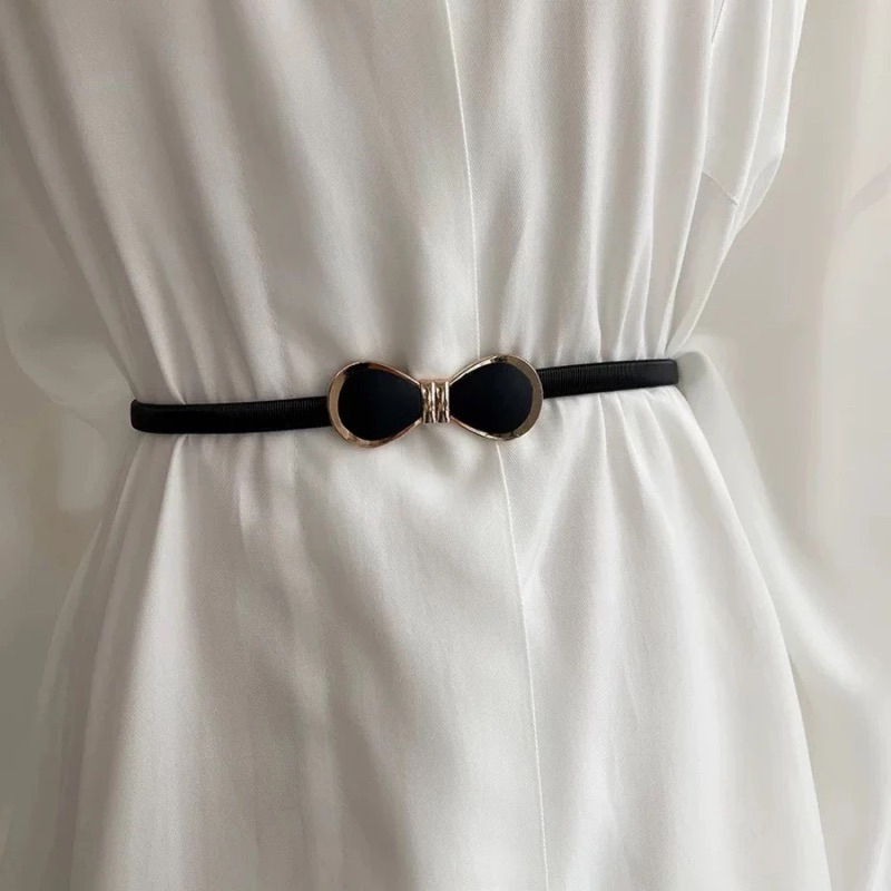 Cinto de metal, adequado para todos os vestidos, elástico e laço elegante