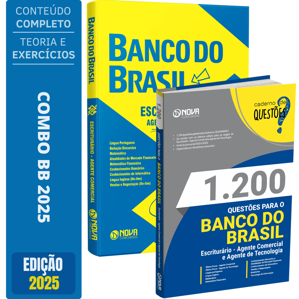 Imagem Kit Apostila Concurso Banco Do Brasil 2025 Agente Comercial + Caderno de Questões BB