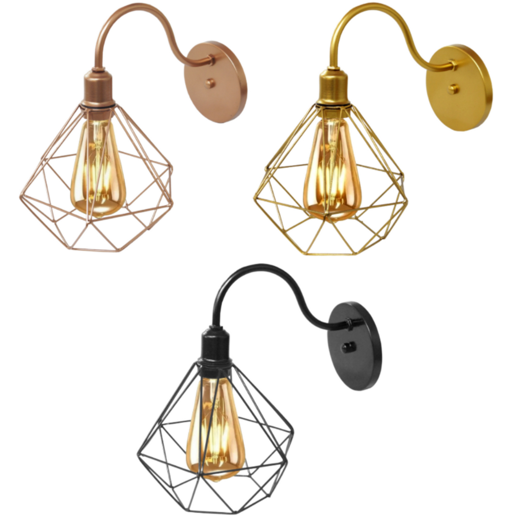 Luminária Arandela De Parede Pendente Aramado Diamante Retrô Vintage em Oferta na Shopee