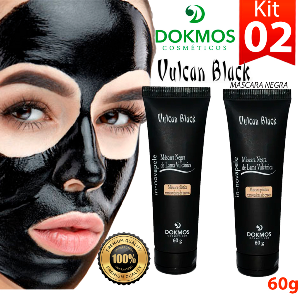 Kit Máscara Removedora De Cravos Vulcan Black 02 Unidades 60g mascara negra Carvão Limpeza Profunda