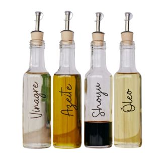kIT 4 Galheteiro de Vidro 250ml com Bico Dosador Polímero Azeite Vinagre Óleo Shoyu em Oferta na Shopee