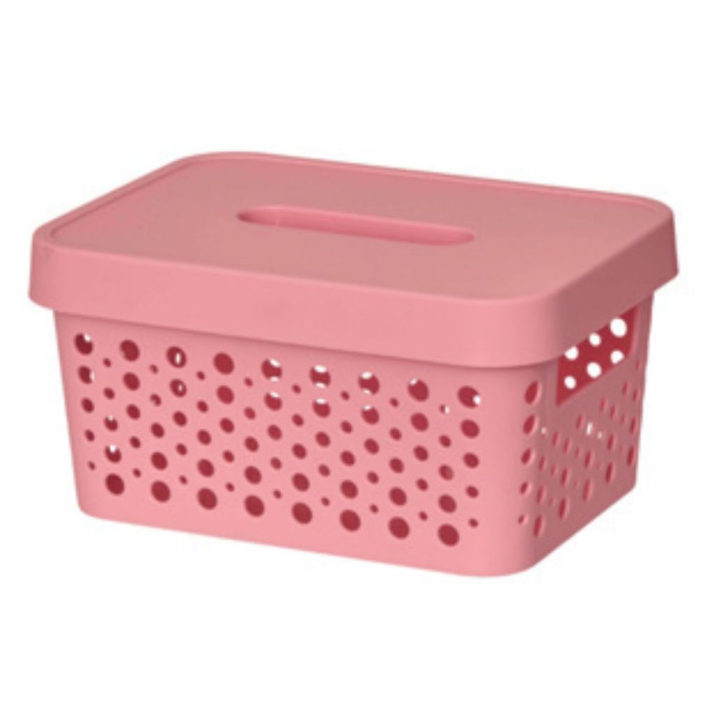 Cesto Organizador Caixa Organizadora Rattan com Tampa – 2 Litros ROSA