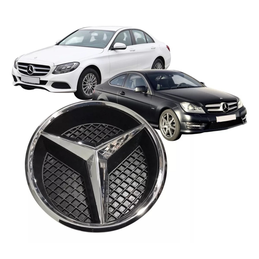 Emblema Logo Grade Radiador Mercedes C180 C200 12 13 14 Com Suporte