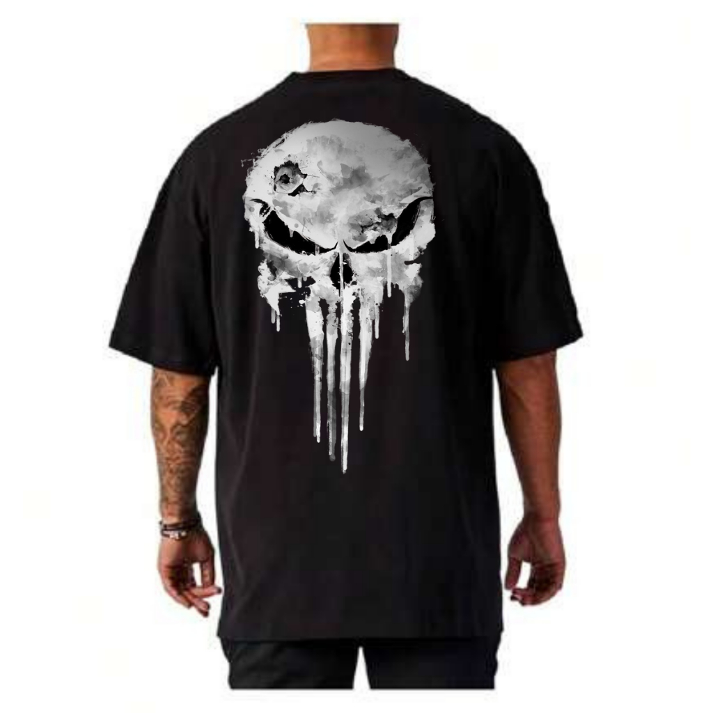 Camisa Caveira Estampada Masculina Camiseta Oversized Treino Academia Lançamento