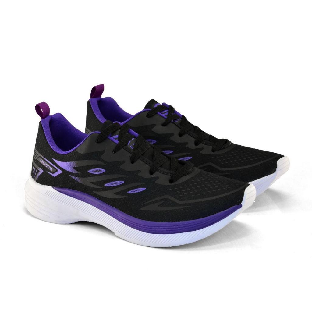 Tenis Feminino Escolar Academia Original FREEDOM Corrida Caminhada Lançamento PRETO e ROXO — imagem 2 de 2