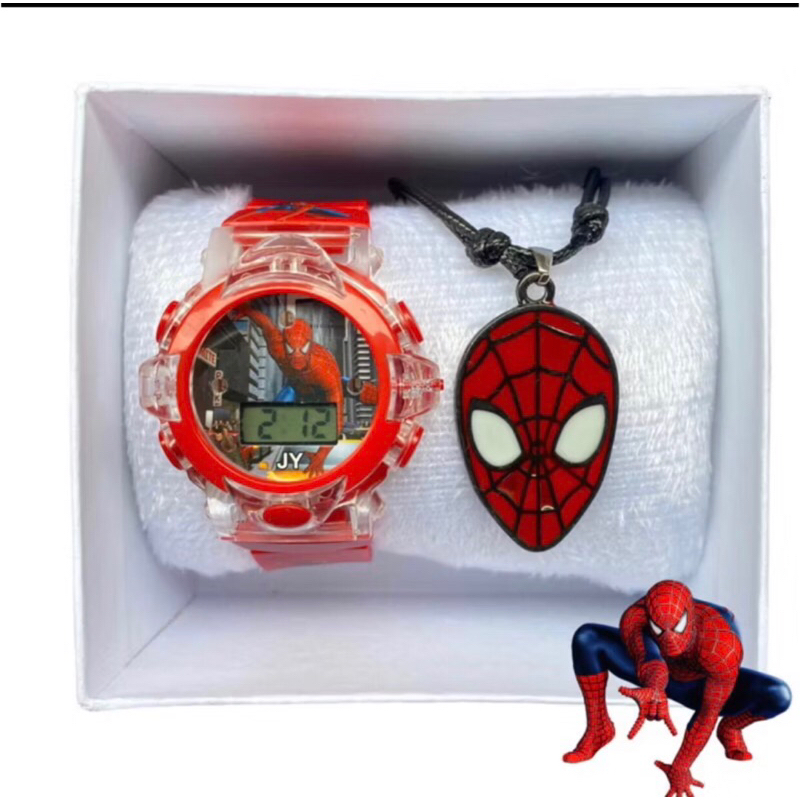 Kit de Relogio Infantil Menino do Homem Aranha Super Heróis toca música acende luz