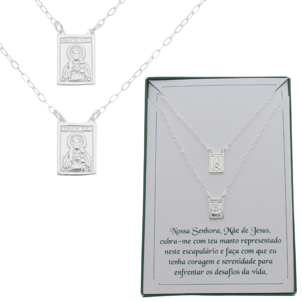 Presente Escapulário Tradicional Prata 925 Sagrado C. Jesus