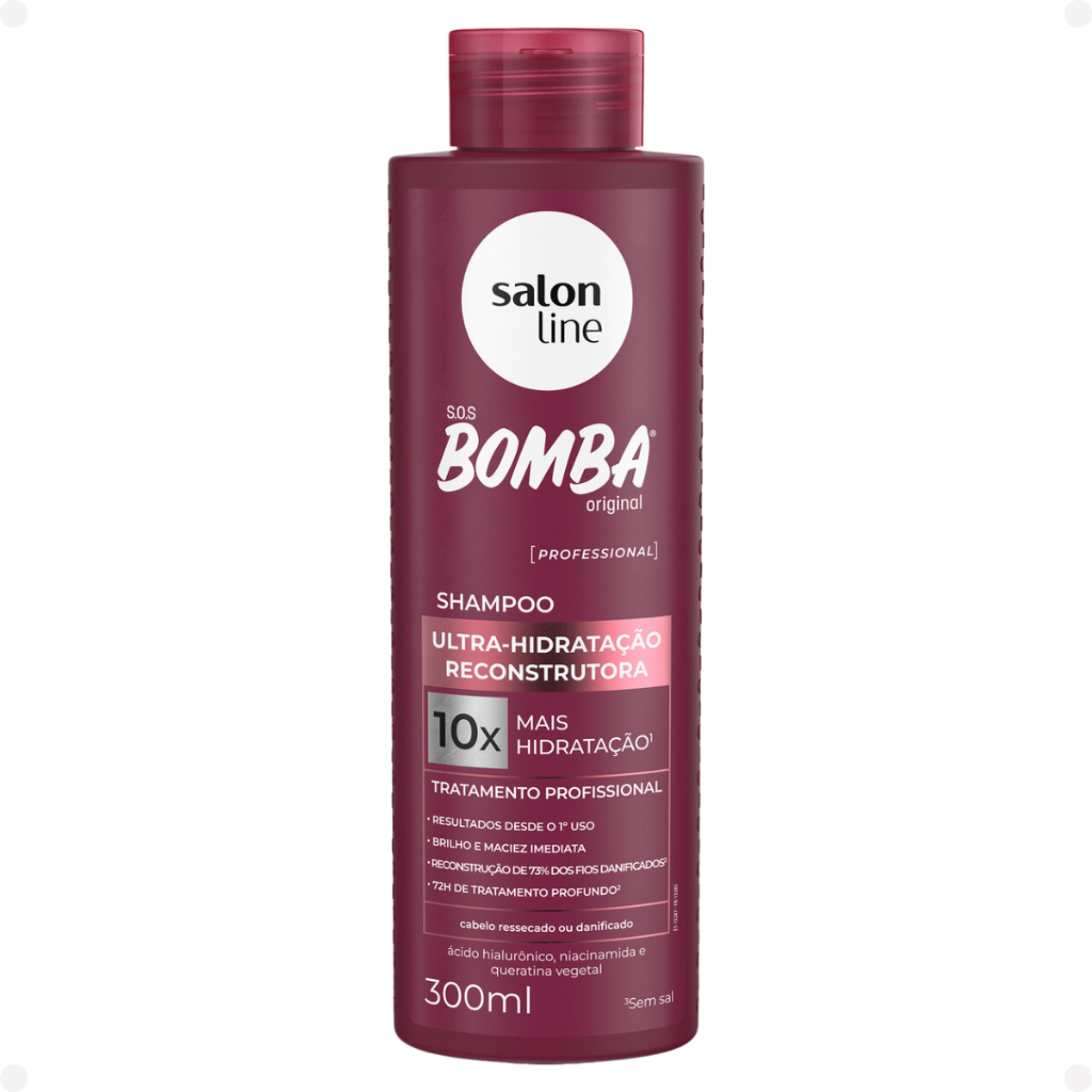 Shampoo SOS Bomba Ultra-Hidratação Reconstrutora 300ml Salon Line