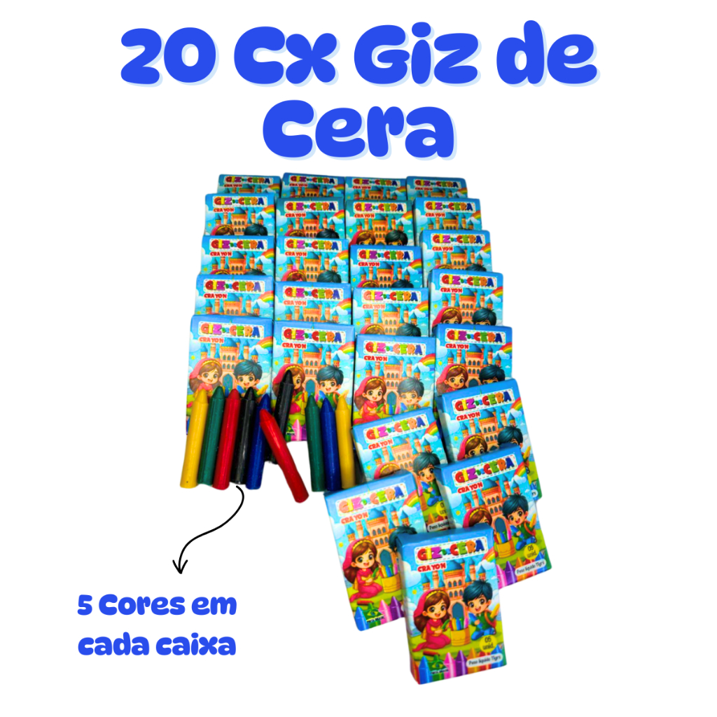 20 Cx Giz de Cera P/ Kit Festa Lembrancinha Infantil Prenda Artesanato em Oferta na Shopee