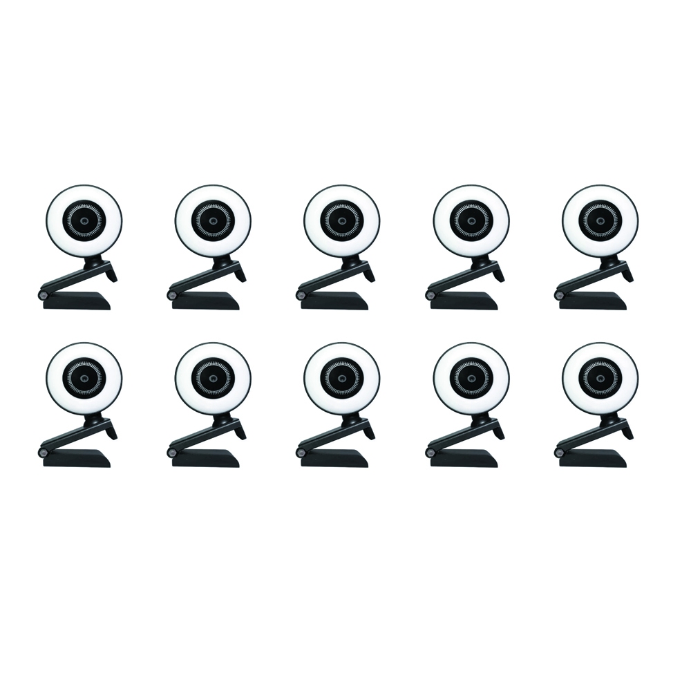 10 Webcam 1080p Anel Luz Led Microfone Ring Light Usb Gira 360º
