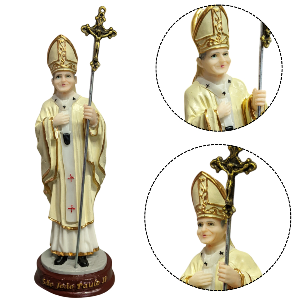 Imagem Papa João Paulo II 15 cm Resina - Papa João Paulo Segundo - Lixa Luxo