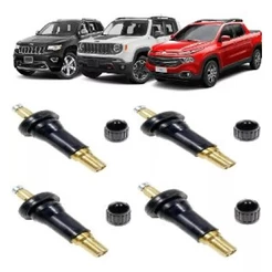 Kit 4 Pçs Bico Válvula P/ Sensor Tpms Pneu P/ Roda Fiat Toro