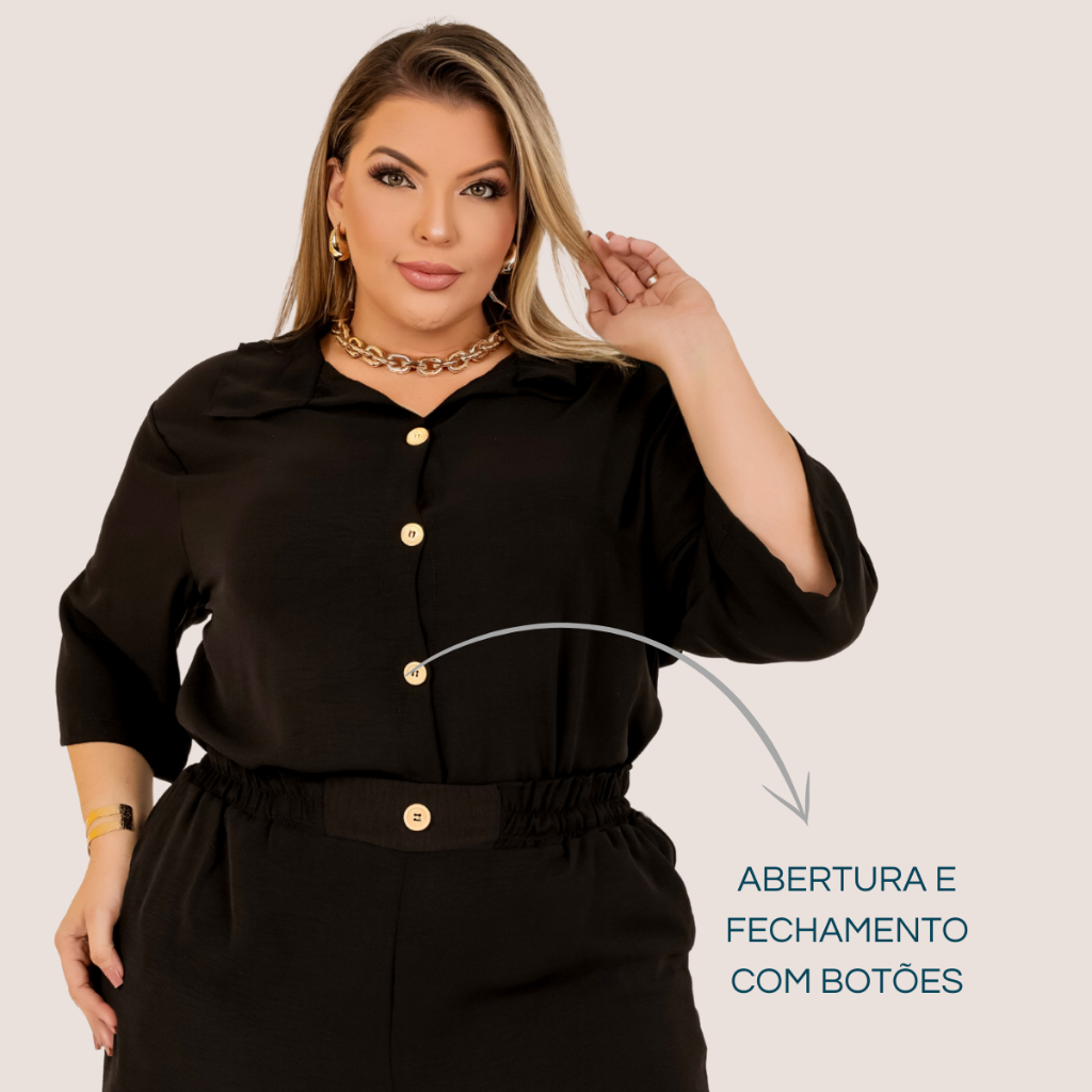 Detalhes do Conjunto Plus Size Kimono Short e Camisa GG ao G4 Estilo Conforto e Elegância