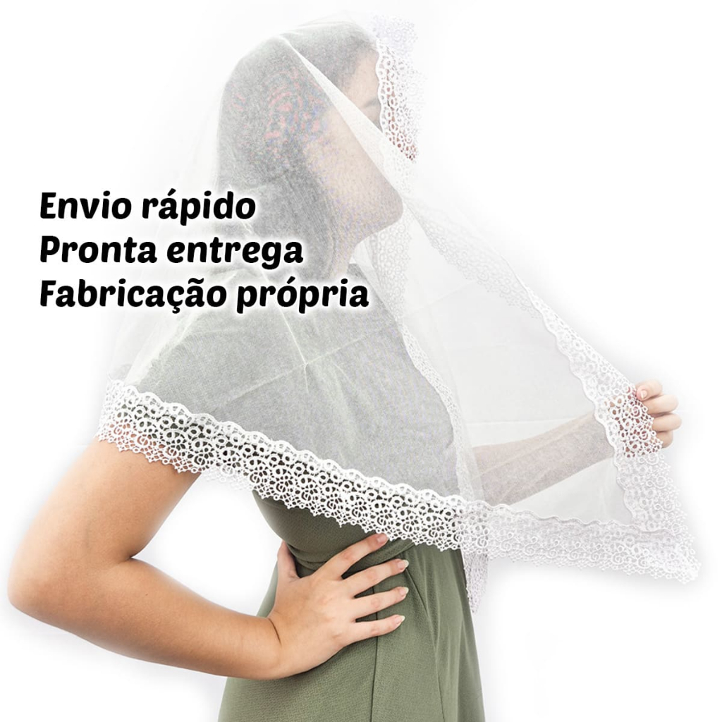 Véu Ccb Organista Renda e Aplique Musical Clave de Sol (Cecília)