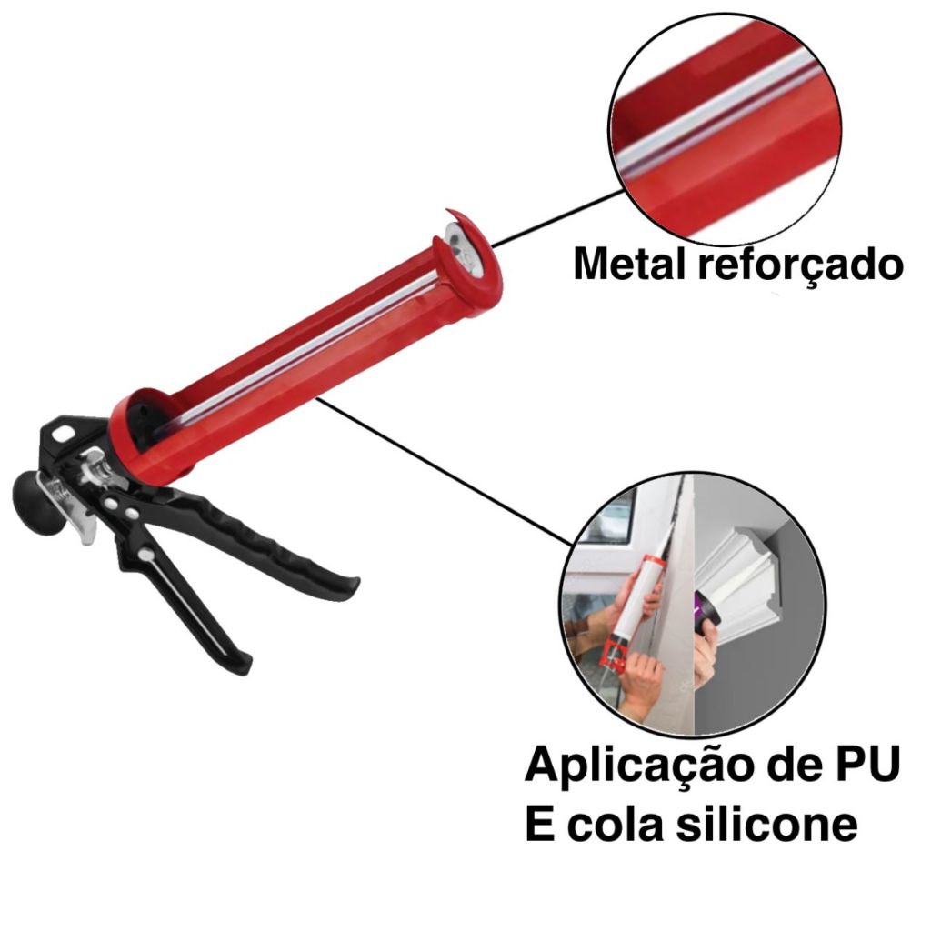 APLICADOR DE SILICONE E COLA PU MEGA REFORÇADO PROFISSIONAL