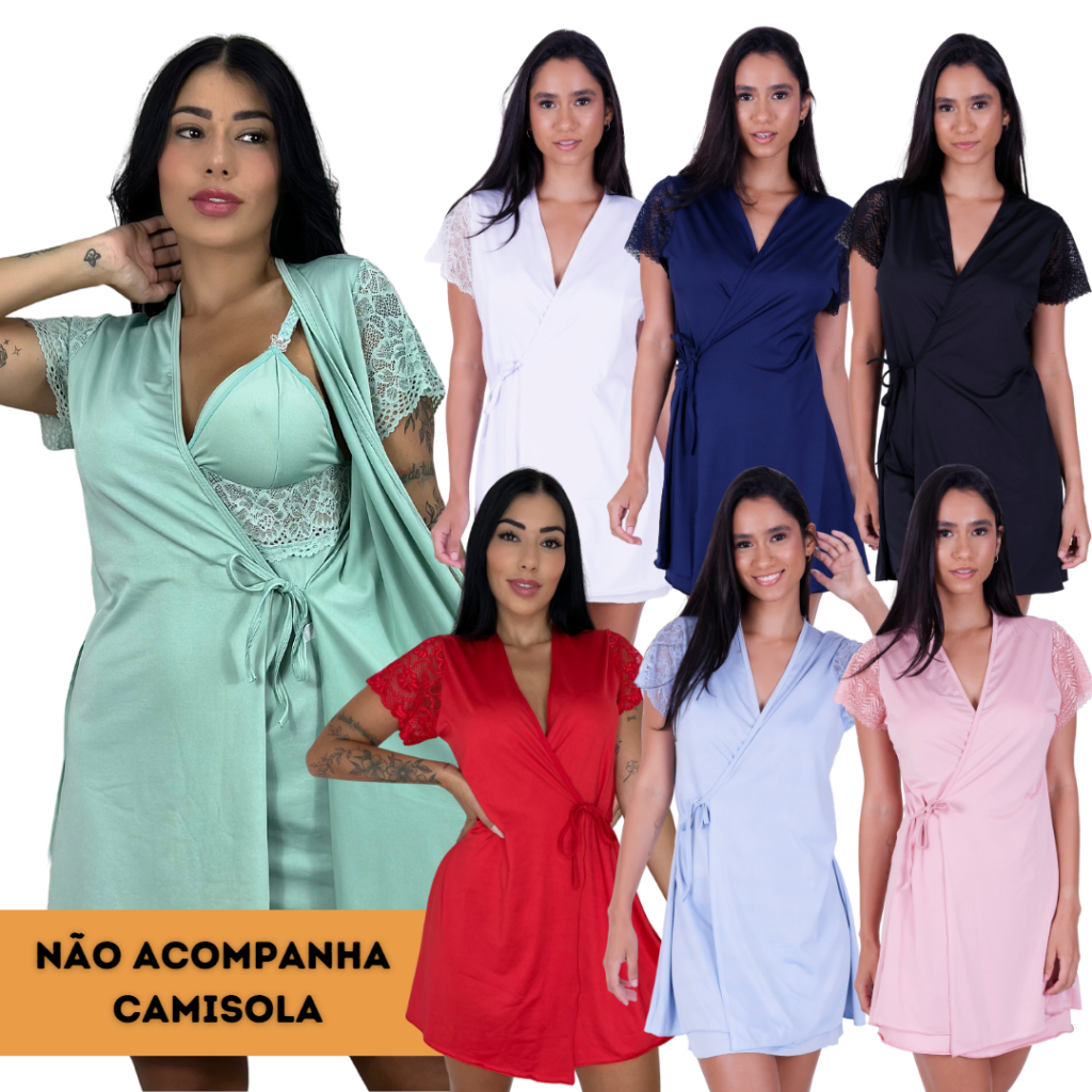 Robe Luxo Confortável com Renda Sensual saída Maternidade roupão robie hobby roby linha noite LIT MODAS 1703