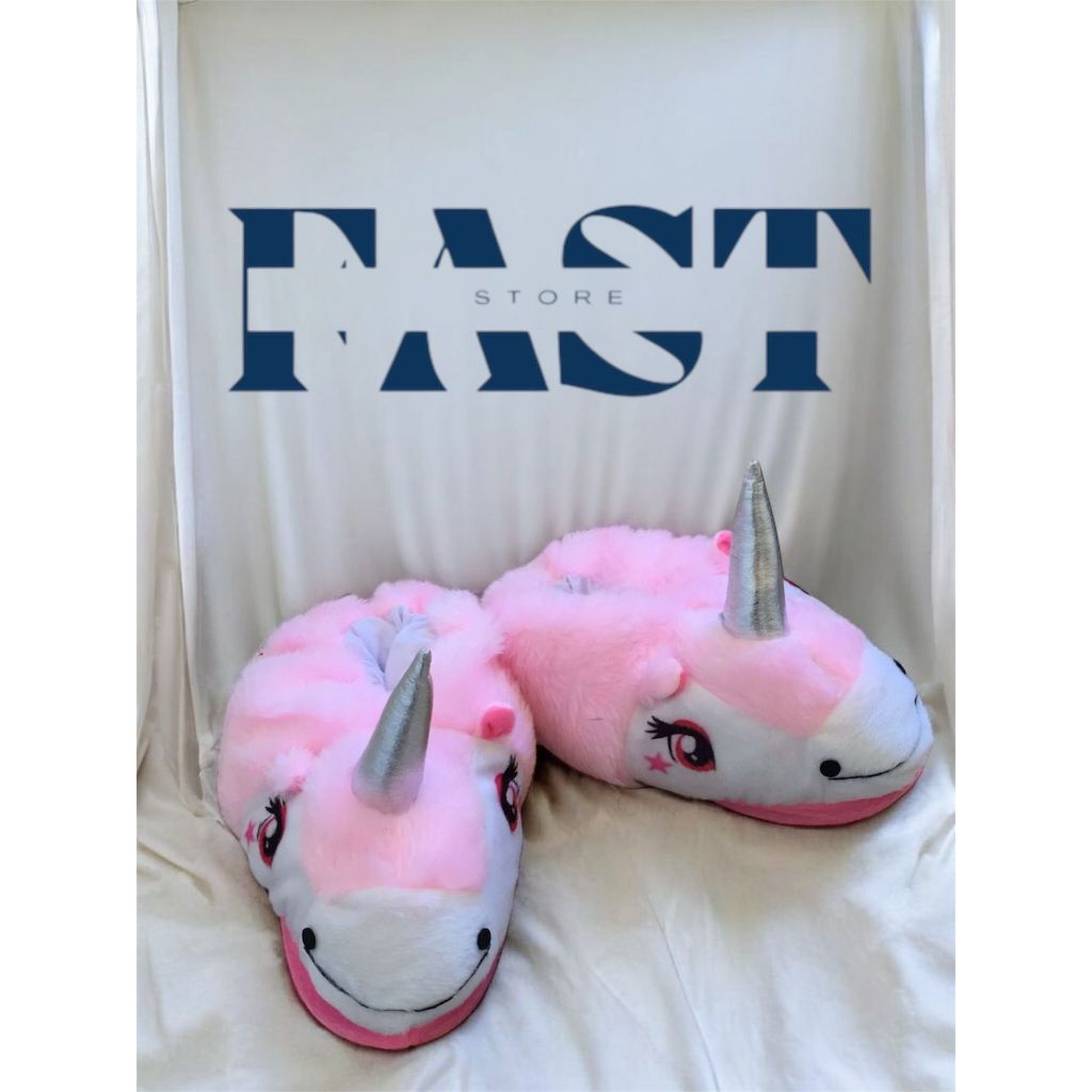 Pantufa unicórnio rosa