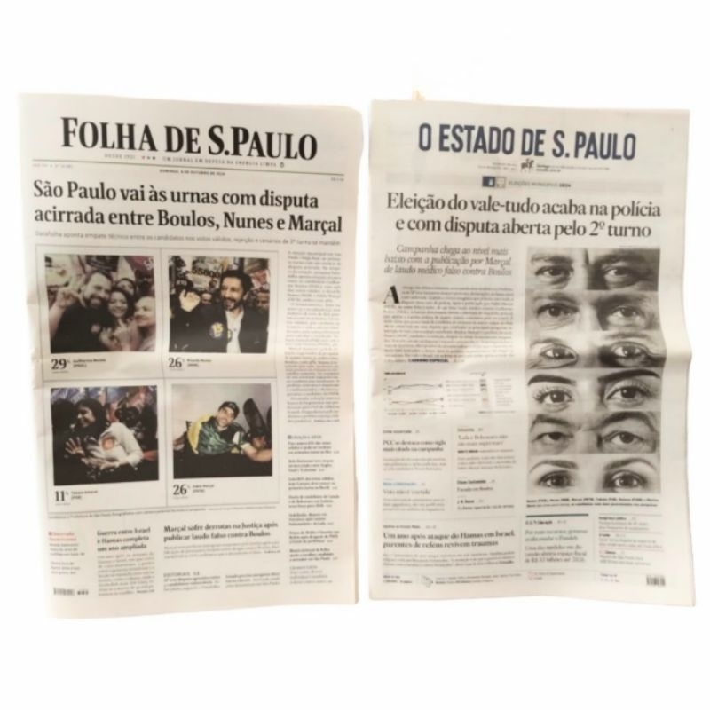 2 Jornais Folha e Estado de SP - Eleições Cidade SP 2024