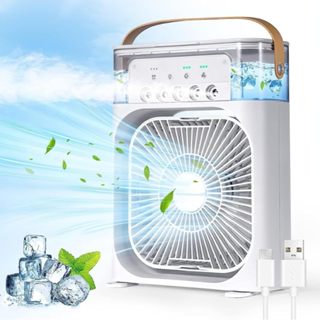 Refrigerador De Ar Ventilador Umidificador Portátil Com Led Reservatório De Água Led Usb em Oferta na Shopee