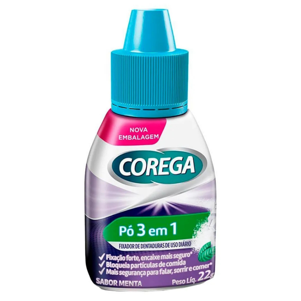 Corega Pó Fixador de Dentaduras Próteses Dentarias 22g