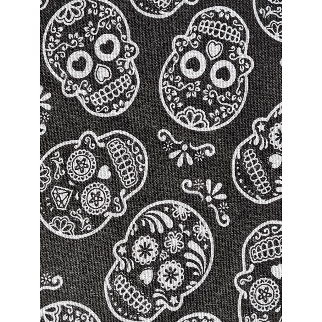 TECIDO TRICOLINE CANNES CAVEIRA MEXICANA FD PRETO - 1.00MT X 1,50MT - 100% ALGODAO