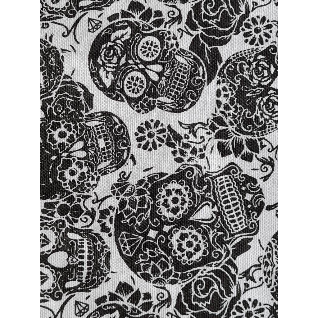 Tecido Tricoline Caveira Mexicana Fd Branco  - 1mt x 1.50mt 100% Algodão