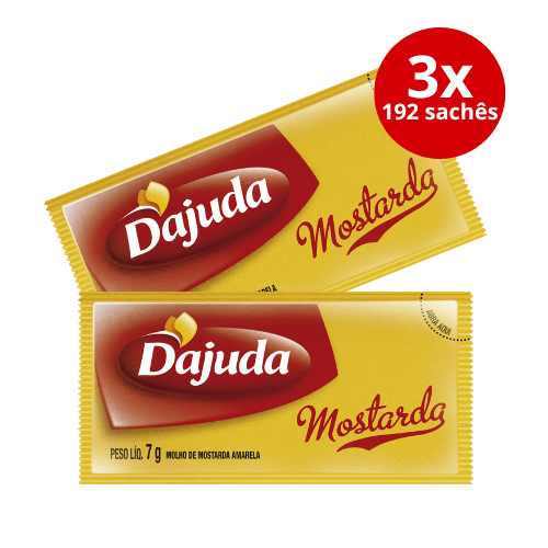 3 Caixas De Sachês Mostarda DAjuda Amarela 7G Para Lanches Frango Salsichão Grelhados 192 Un