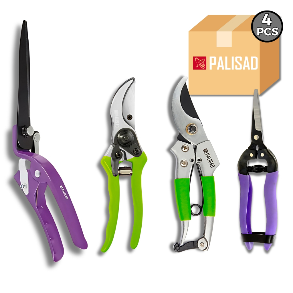 Kit 4 Pcs Tesoura Jardinagem Poda 038 + Grama 308 + Colheita 548 + Jardim 958 Palisad