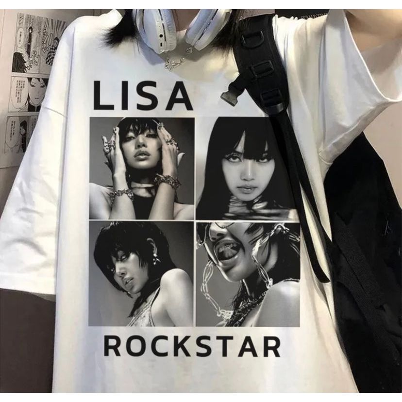 Camiseta la Lisa Rockstar blusa feminina masculina unissex banda estampada blackpink tshirt camisa