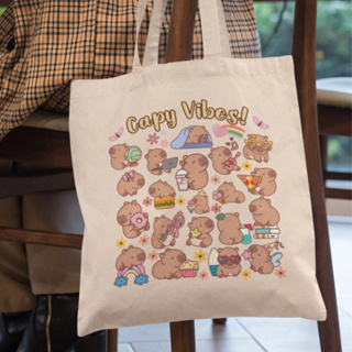 Bolsa Sacola Ecobag Brim Cru Com e Sem Zíper Capivaras Fofinhas Capy Vibe 100% Algodão em Oferta na Shopee