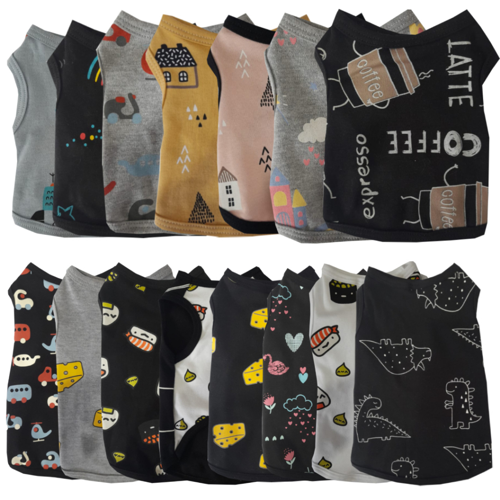 Regata Pet Em suedine algodão Com Estampa Divertida - Roupa Pet para cachorro e gato.