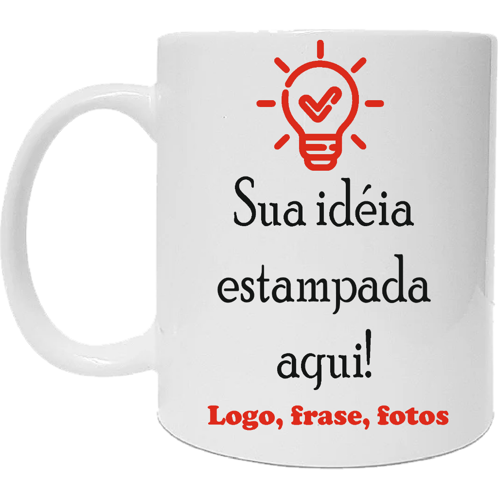 Caneca personalizada com fotos, logo, frases e nomes;