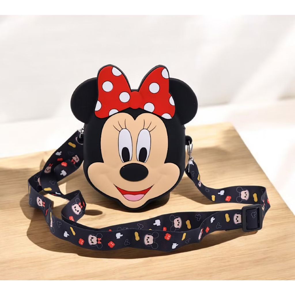 Bolsinha Infantil Rostinho Minnie E Mickey de Silicone com Alça Transversal Regulável