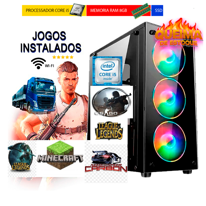 Cpu Gamer Barato i5 Ssd 128gb + hd320g Wifi roda corel autocad photshop mine cs LOL gta5 roblox