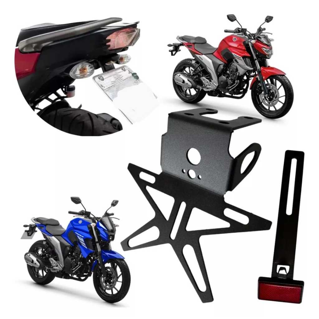 Eliminador de Rabeta moto Fazer 250 FZ25 Suporte de placa esportivo Fixo Yamaha FZ 25 2018 a 2024