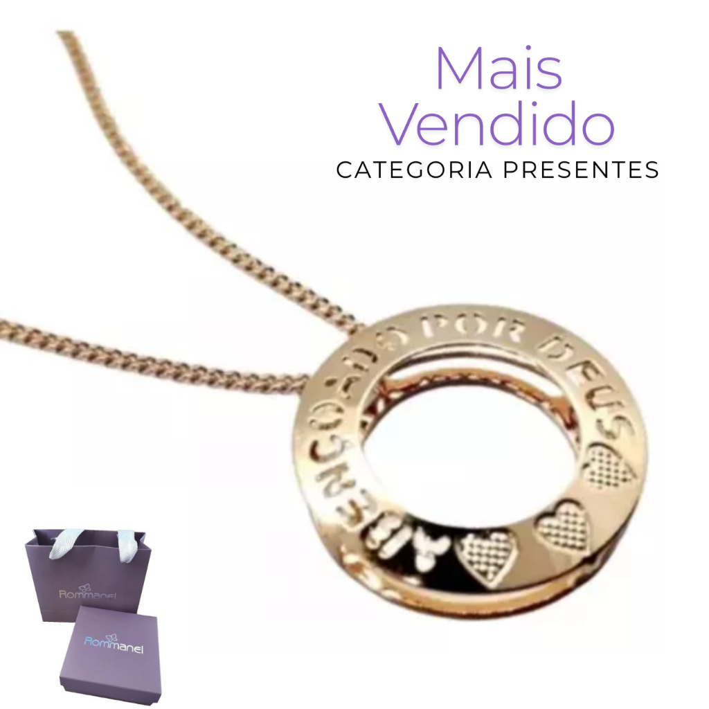 Presente De Aniversário Feminino Colar Cordão Abençoada Por Deus Rommanel Banhado Ouro 18k 531614 em Oferta na Shopee
