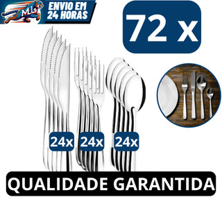 Jogo de Talheres 72 peças Aço Inox 24 Facas 24 Garfos de Mesa 24 Colheres de Mesa em Oferta na Shopee