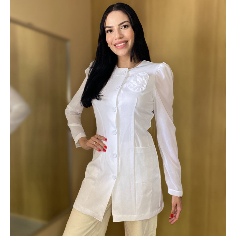 jaleco feminino Cecilia flor removivel donna flor