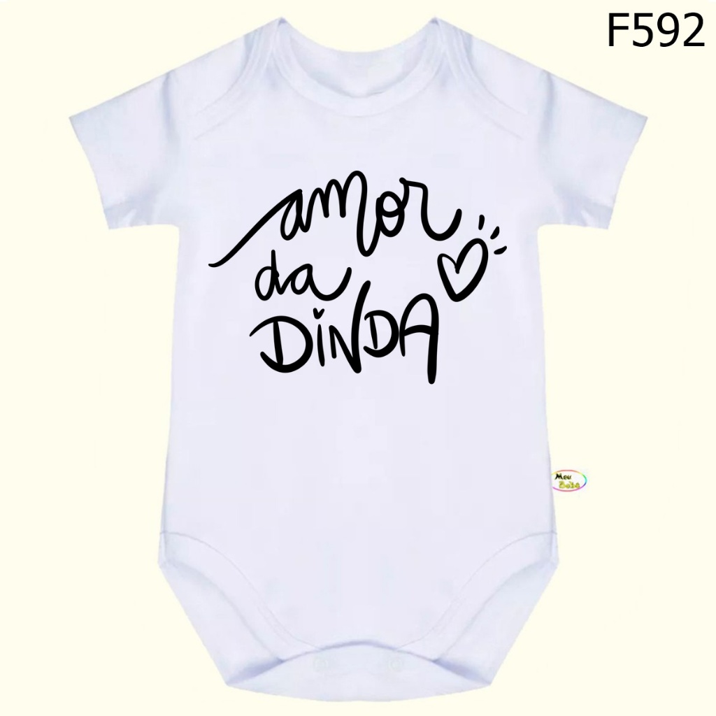 Body Bebê Frases Amor Da Dinda SF592 em Oferta na Shopee