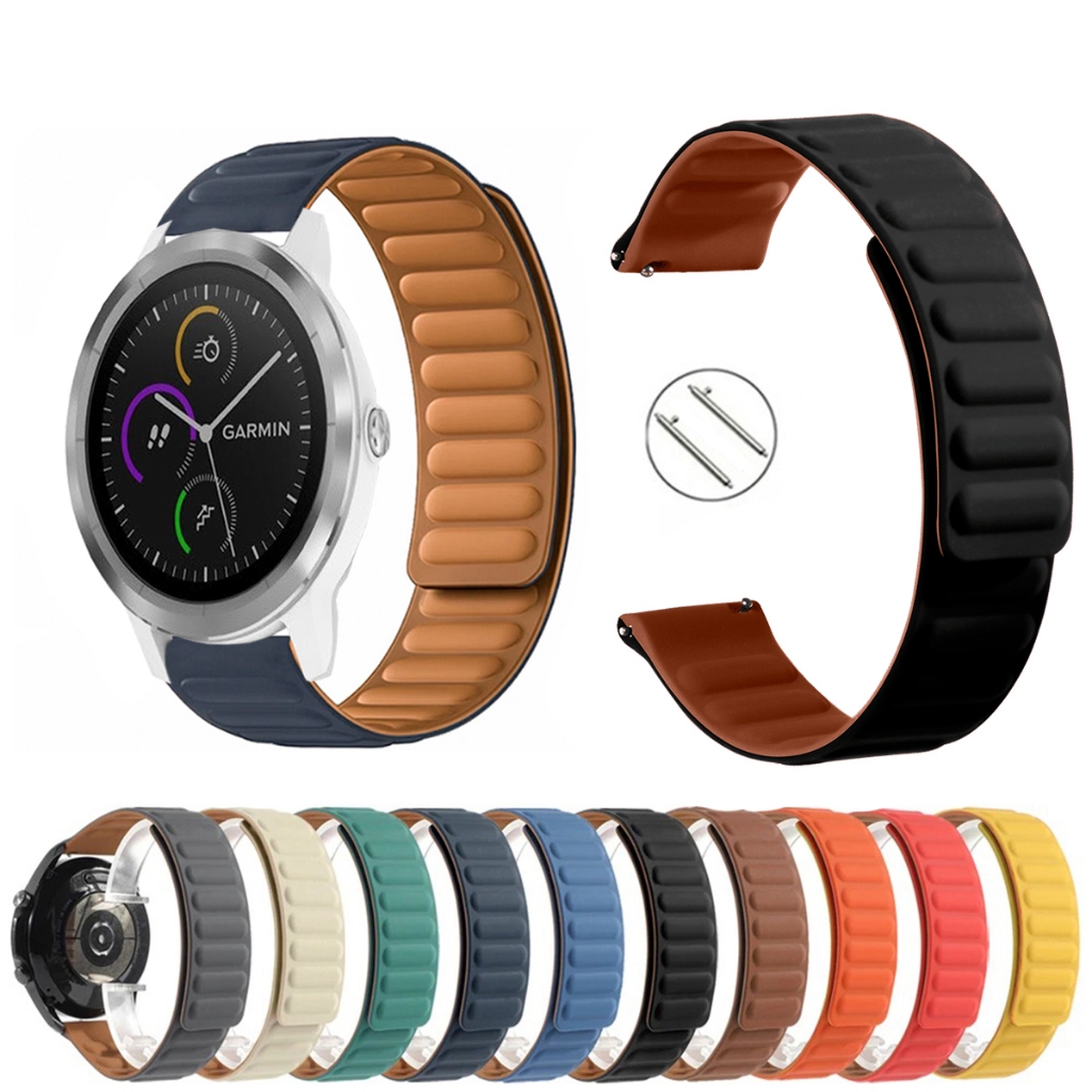 Pulseira 20mm Silicone Elos Imã Magnética para Smartwatch Garmin Vivoactive 3 de Engate Rapido